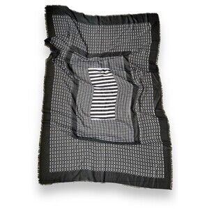 Black & White Scarf Vtg 45” X 36” Women Scarve